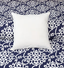 4 Pillow Digital Cotton Satin Bed Sheet - Traditional motives blues