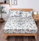 2 Pillow Cotton king Fitted Bed Sheet - White drizzle