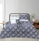 4 Pillow Digital Cotton Satin Bed Sheet - Traditional motives blues