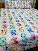 2 Pillow Pure Cotton King size Bed Sheet -Star signs