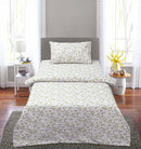 Single Bed Sheet With 1 Pillow - Goldish Petals