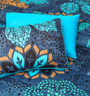 5pcs king size pure cotton reverse able comforter set. - Blue Ringo