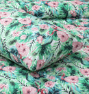 Single satin Bed Sheet With 1 Pillow - Pink Greenish Beauty