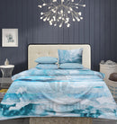 4 Pillow Digital Cotton Satin Bed Sheet - Awesome clouds