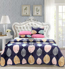 5 Pcs Printed Quilted Supersoft Velvet Set - Bluish