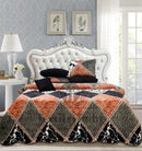 6 Pcs Printed Quilted Supersoft Velvet Set - Black & White Lines