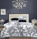 4 Pillow Digital Cotton Satin Bed Sheet - Grey trails