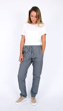 Straight Linen Blend Trouser - Grey