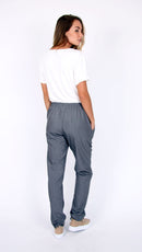 Straight Linen Blend Trouser - Grey