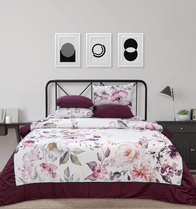 Quilted Reversible Bed Spread Set - Purple Snow