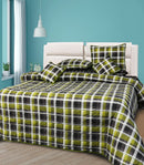 8 Pcs Quilted Reversible Bed Spread Set - Checkered Green