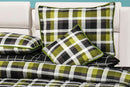 8 Pcs Quilted Reversible Bed Spread Set - Checkered Green