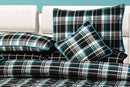 8 Pcs Quilted Reversible Bed Spread Set - Aqua Checks