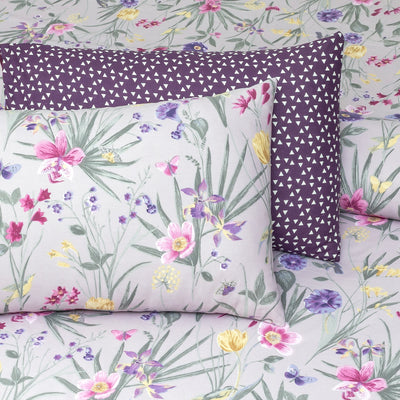 4 Pillow Digital Cotton Bed Sheet - Purply