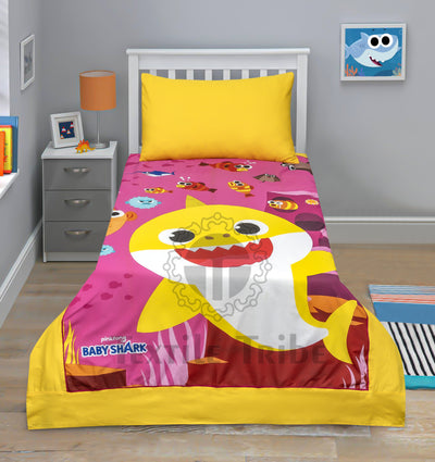 Cartoon Character Bed Sheet - Baby shark flown