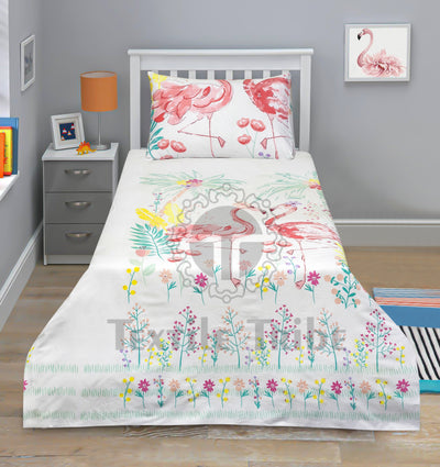 Cartoon Character Bed Sheet - Flamingo twin