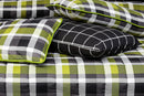 8 Pcs Quilted Reversible Bed Spread Set - Checkered Green