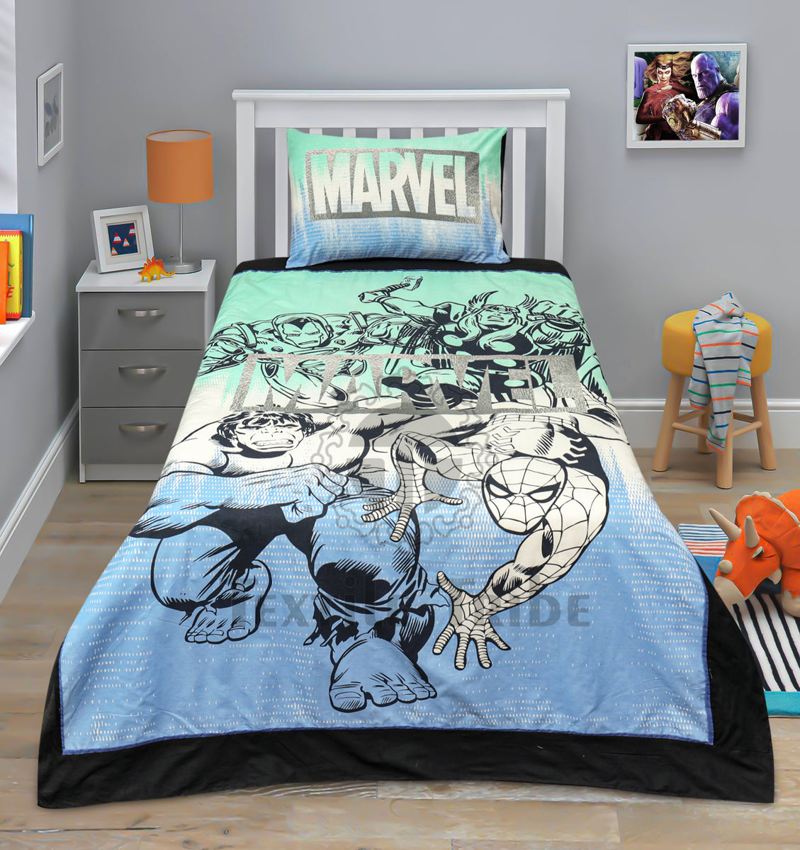 Cartoon Character Bed Sheet Marvel inside TextileTribe