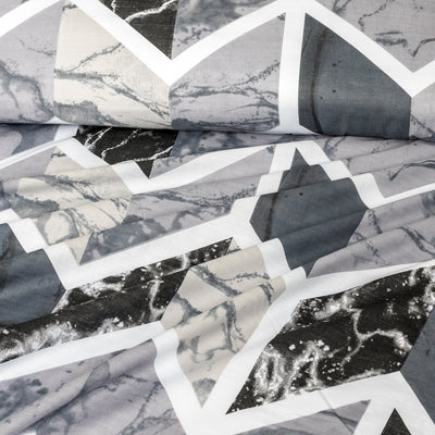 4 Pillow Digital Cotton Bed Sheet - Marble flow