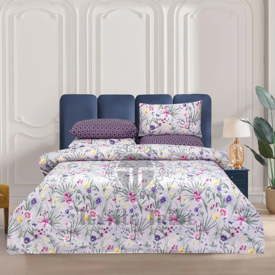 4 Pillow Digital Cotton Bed Sheet - Purply