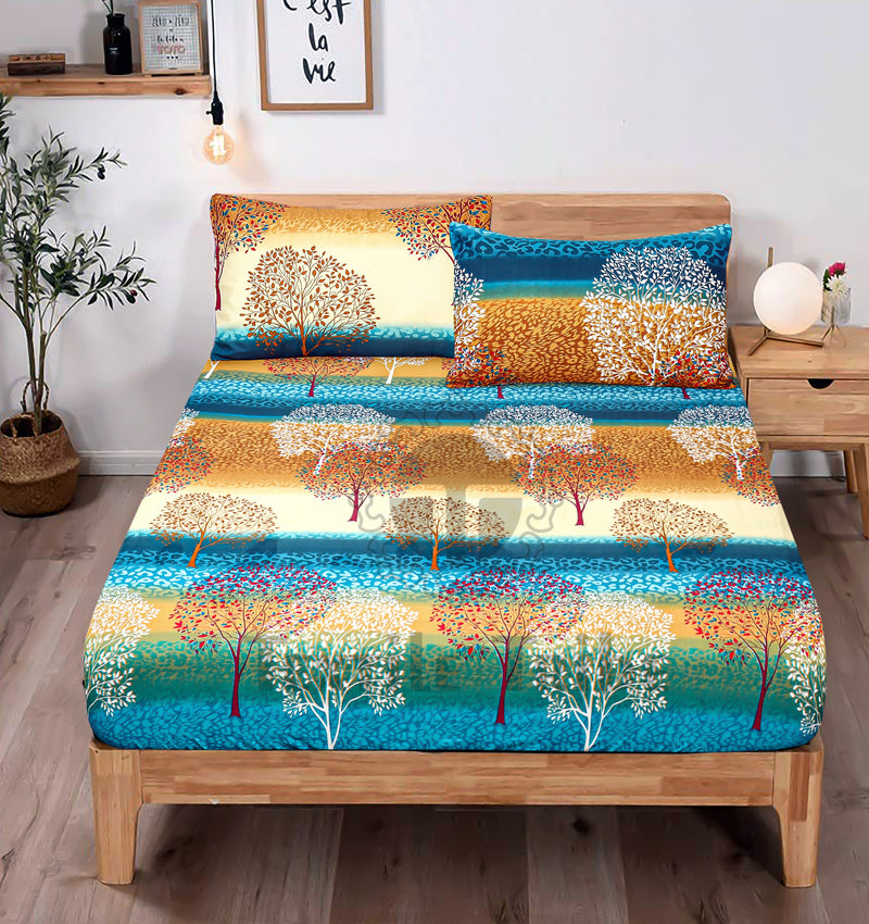2 Pillow Cotton king Fitted Bed Sheet - Evaluation trees