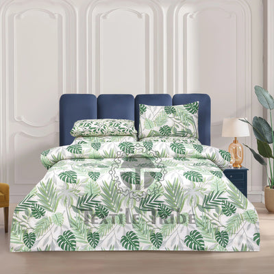 4 Pillow Digital Cotton Bed Sheet - Switzer green