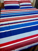 2 Pillow Pure Cotton King size Bed Sheet -Strong stripes
