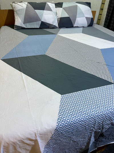 2 Pillow Pure Cotton King size Bed Sheet -Trilies traz