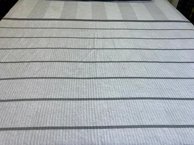 2 Pillow  Cotton Satin King size Bed Sheet -White and grey stripes