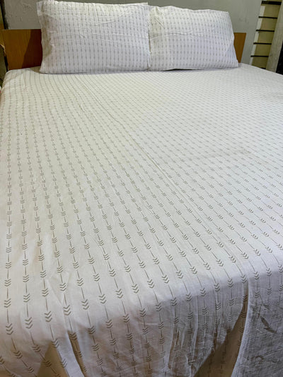 2 Pillow Pure Cotton King size Bed Sheet -Pearl roadline