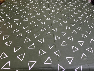 2 Pillow Pure Cotton King size Bed Sheet -Green triangles