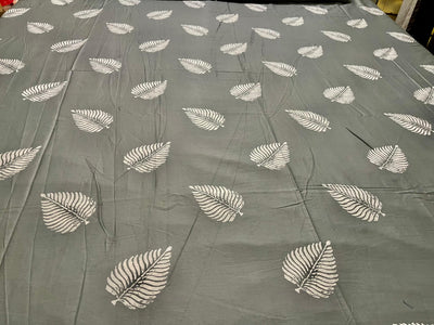 2 Pillow  Cotton Satin King size Bed Sheet -Grey crains