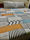 2 Pillow  Cotton Satin King size Bed Sheet -Airoline patches.
