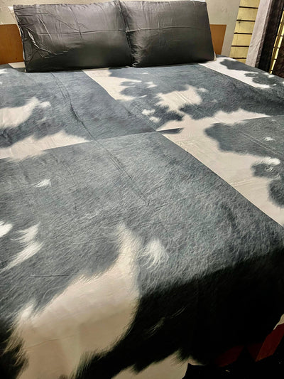 2 Pillow  Cotton Satin King size Bed Sheet -Animal skin.