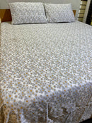 2 Pillow Pure Cotton King size Bed Sheet -White daisy