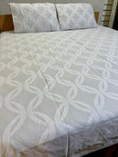 2 Pillow Pure Cotton King size Bed Sheet -Binding chain