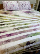 2 Pillow  Cotton Satin King size Bed Sheet -Multi