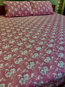 2 Pillow Pure Cotton King size Bed Sheet -Pink panthar