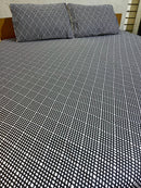 2 Pillow Pure Cotton King size Bed Sheet -Black dotss