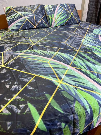 2 Pillow  Cotton Satin King size Bed Sheet -Morpankhh.