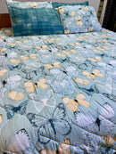Quilted Reversible Bed Spread Set -  Butter flown
