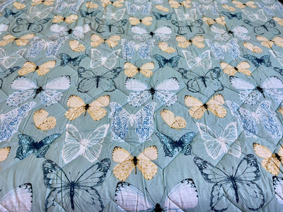 Quilted Reversible Bed Spread Set -  Butter flown