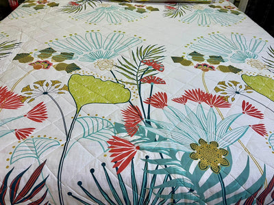 3 pc Quilted Reversible Bed Spread Set -  Fresh poppy
