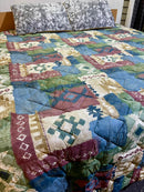 3 pc Quilted Reversible Bed Spread Set -  Tribal