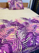 Cotton Single Bed Sheet With 1 Pillow -Purple rani
