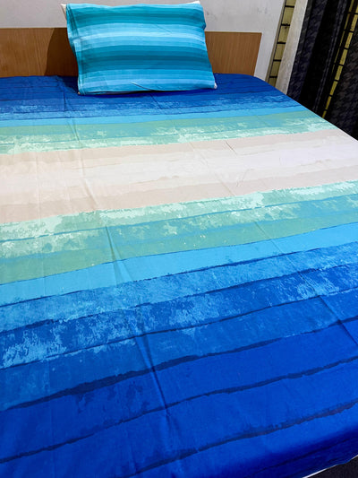 Cotton Single Bed Sheet With 1 Pillow -Marble patchez