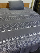 Cotton Single Bed Sheet With 1 Pillow -Darker mode