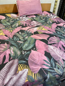 Cotton Single Bed Sheet With 1 Pillow -Digital plum