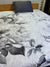 Satin Single Bed Sheet With 1 Pillow -Digital satin grey pankh