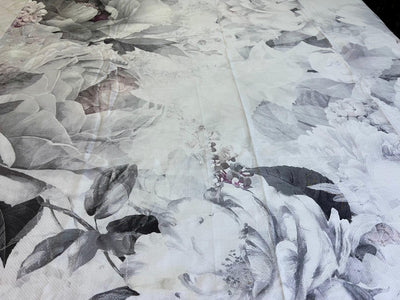 Satin Single Bed Sheet With 1 Pillow -Digital satin grey pankh